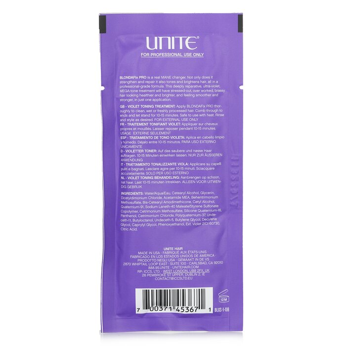 Unite BLONDA Fix PRO Violet Toning Treatment (מוצר למספרה) טיפול טונר 24x30ml/1ozProduct Thumbnail