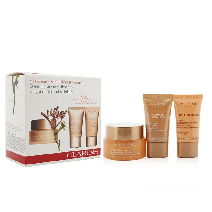 Clarins Extra-Firming Collection: Day Cream 50ml + Night Cream 15ml + Neck & Decollete Care 15ml 3pcsProduct Thumbnail