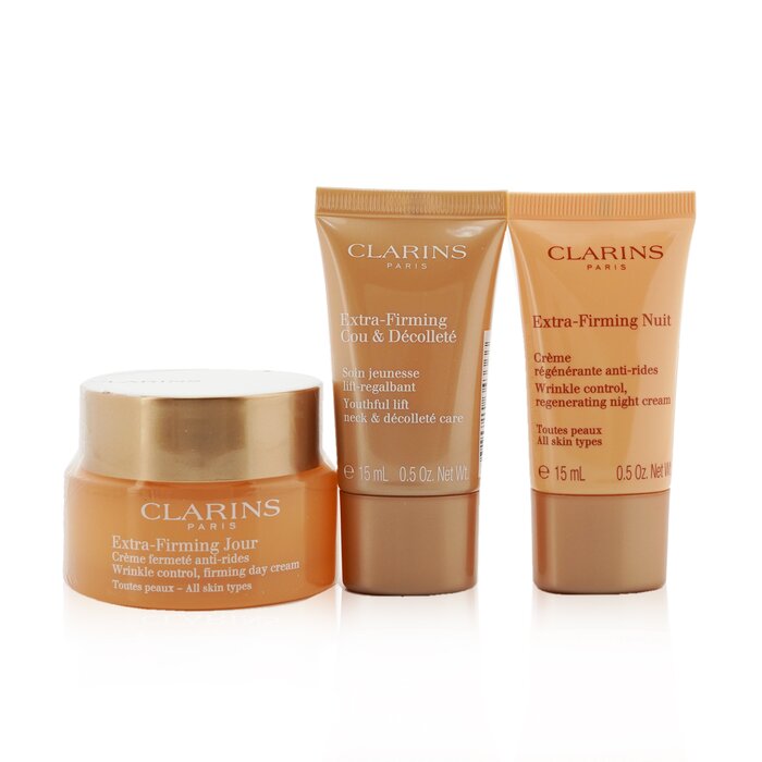 クラランス Clarins Extra-Firming Collection: Day Cream 50ml + Night Cream 15ml + Neck & Decollete Care 15ml 3pcsProduct Thumbnail