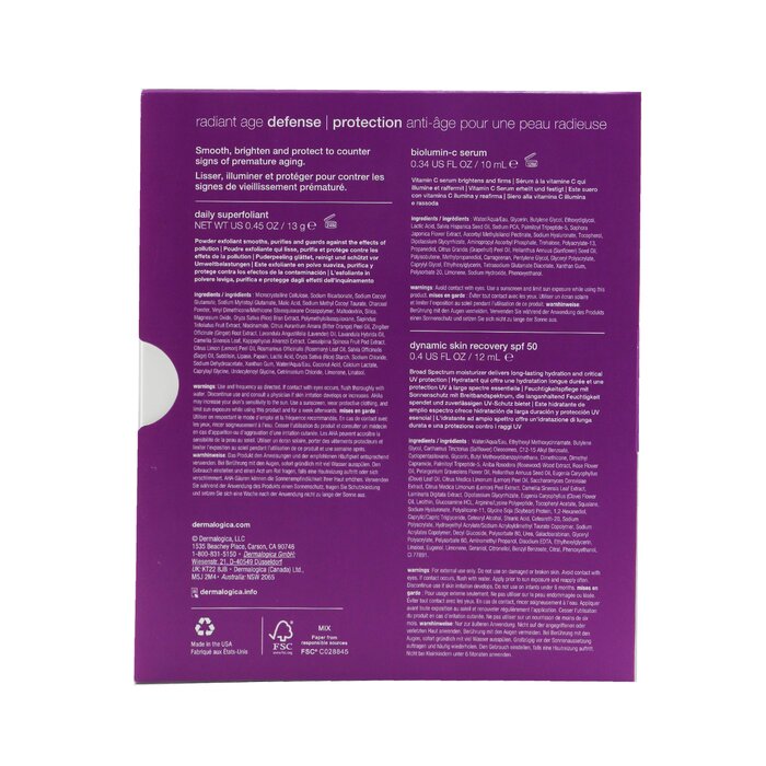 Dermalogica Age Defense Kit: Daily Superfoliant 13g+ Biolumin-C Serum 10ml+ Dynamic Skin Recovery SPF 50 12ml 3pcsProduct Thumbnail