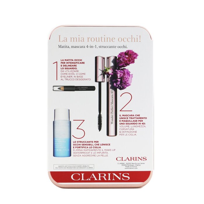 Clarins Wonder Perfect Mascara 4D Set: Mascara 8ml + Instant Eye Make Up Remover 30ml + Mini Crayon Khol  3pcs 3pcsProduct Thumbnail