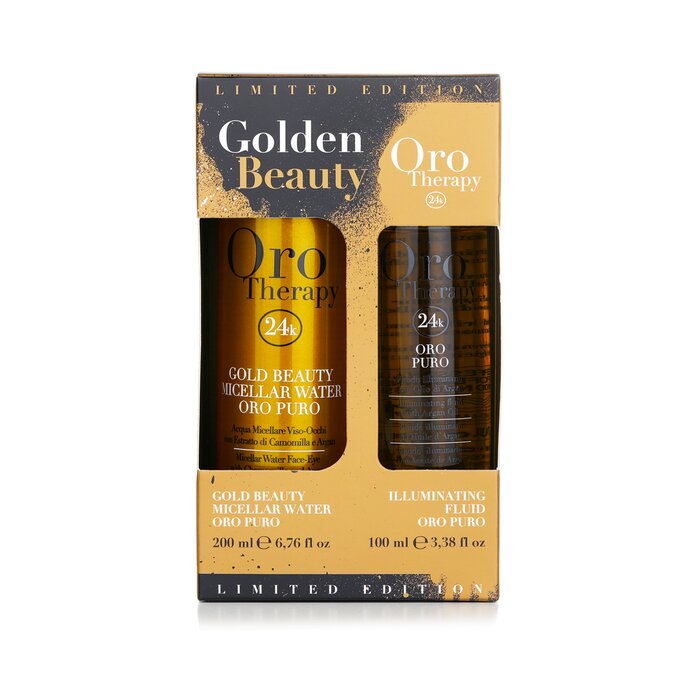 Fanola Oro Therapy 24k Golden Beauty Set (Limited Edition): Oro Puro Illuminating Fluid 100ml + Gold Beauty Micellar Water 200ml 2pcsProduct Thumbnail