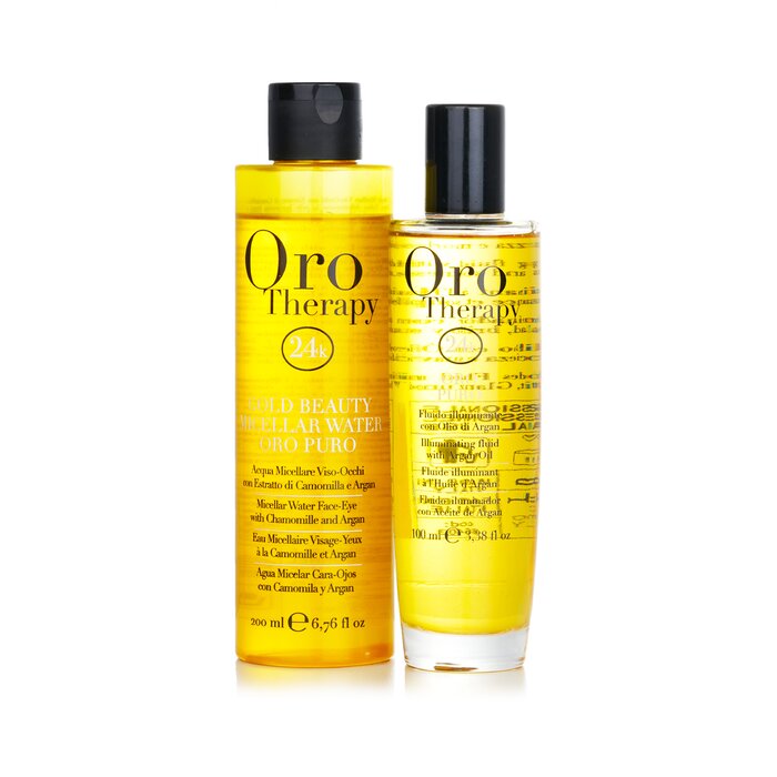 Fanola Oro Therapy 24k Golden Beauty Набор (Ограниченный Выпуск): Oro Puro Осветляющий Флюид 100мл + Gold Beauty Мицеллярная Вода 200мл 2pcsProduct Thumbnail