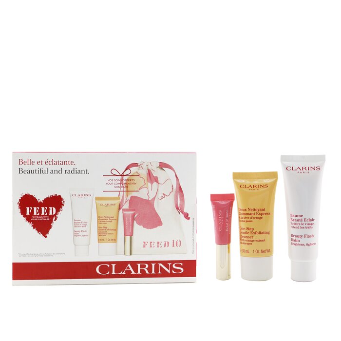 Clarins Beautiful & Radiant Set: Beauty Flash Balm 50ml+ Gentle Exfoliating Cleanser 30ml+ Lip Perfector 5ml+ Bag 3pcs+1bagProduct Thumbnail