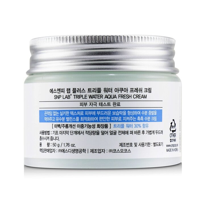 SNP Lab+ Triple Water Aqua Fresh Cream - Hydration & Moisture (For All Skin Types) (Exp. Date: 12/2021) 50g/1.76ozProduct Thumbnail