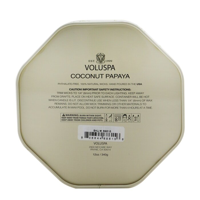 볼루스파 Voluspa 3 윅 옥타곤 틴 캔들 - 코코넛 파파야 340g/12ozProduct Thumbnail