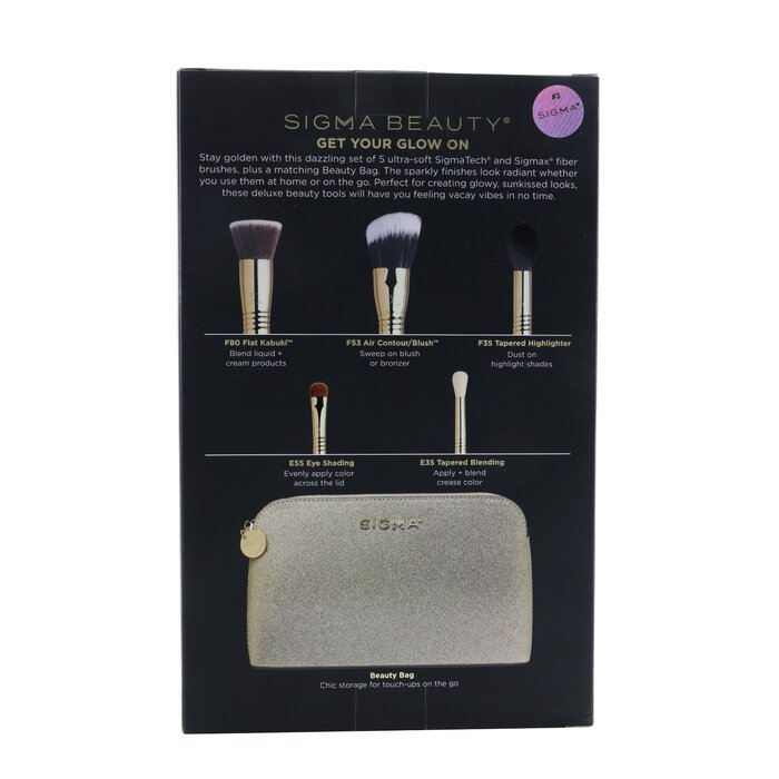 Sigma Beauty Radiant Glow Brush Set (5x Golden Brush, 1x Bag) 5pcs+1bagProduct Thumbnail