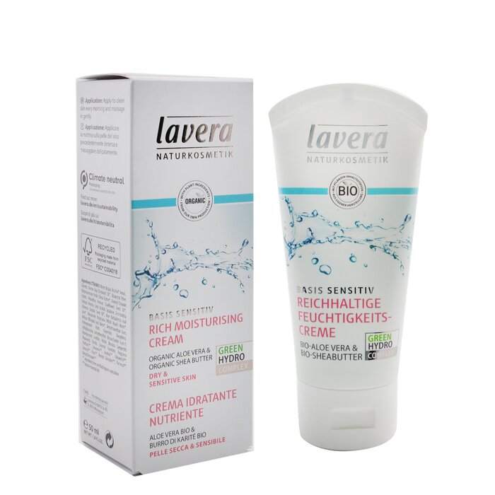 Lavera Basis Sensitiv Rich Moisturising Cream - Organic Aloe Vera & Organic Shea Butter (Exp. Date: 10/2021) 50ml/1.6ozProduct Thumbnail