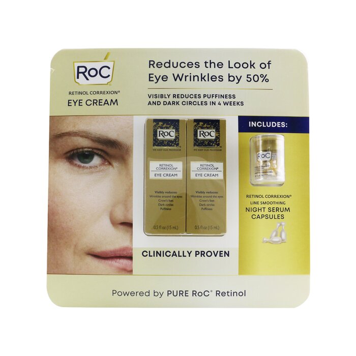 洛克  ROC 视黄醇修护眼霜2件套装：2x眼霜 15ml + 抚纹晚间精华胶囊 10粒 3pcsProduct Thumbnail