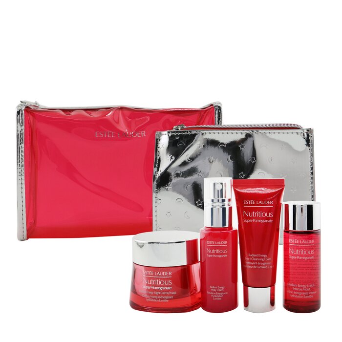 Estee Lauder Nutritious Super-Pomegranate Nourish All Night Set: Night Creme+ Milky Lotion+ Lotion Intense Moist+ Cleansing Form..(Box Slightly Damaged) 4pcs+2bagsProduct Thumbnail