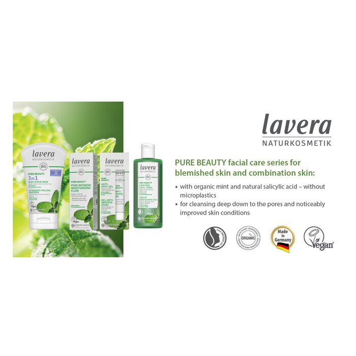 Lavera Pure Beauty 3 in 1 -pesu, kuorinta, naamio - epäpuhtaalle ja sekaiholle 125ml/4ozProduct Thumbnail