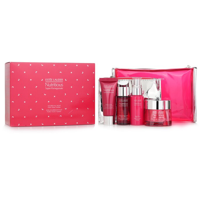 Estee Lauder Nutritious Super-Pomegranate Nourish All Night Set: Night Creme+ Milky Lotion+ Lotion Intense Moist+ Cleansing Form... 4pcs+2bagsProduct Thumbnail