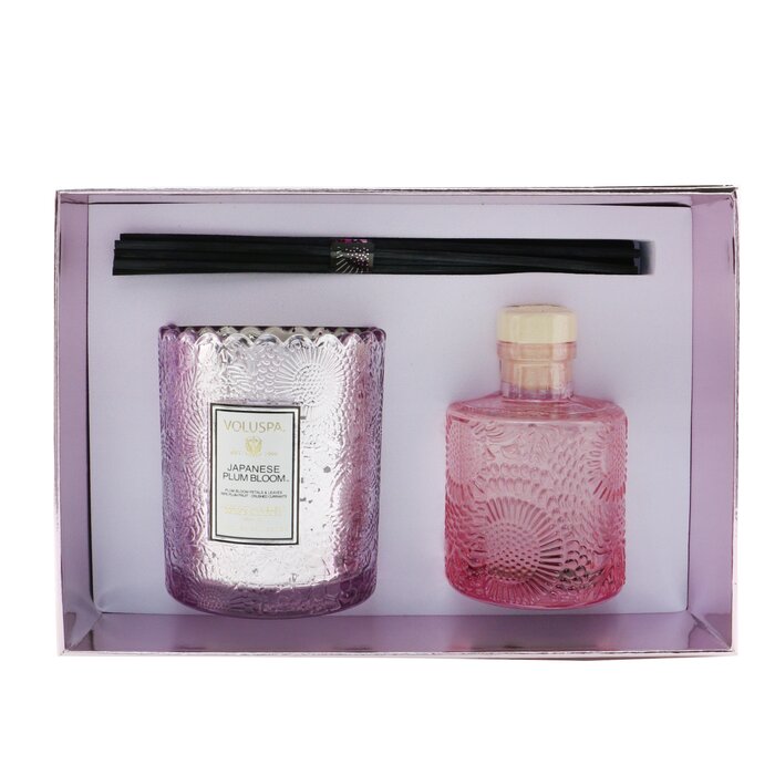 Voluspa Scalloped Edge Candle & Reed Diffuser Coffret - Japanese Plum Bloom 2pcsProduct Thumbnail