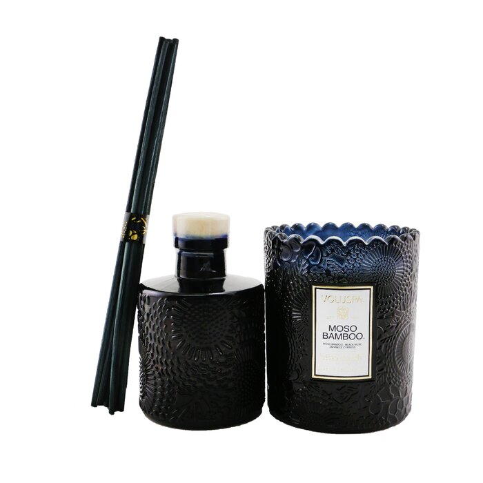 Voluspa Scalloped Edge Candle & Reed Diffuser Coffret - Moso Bamboo 2pcsProduct Thumbnail