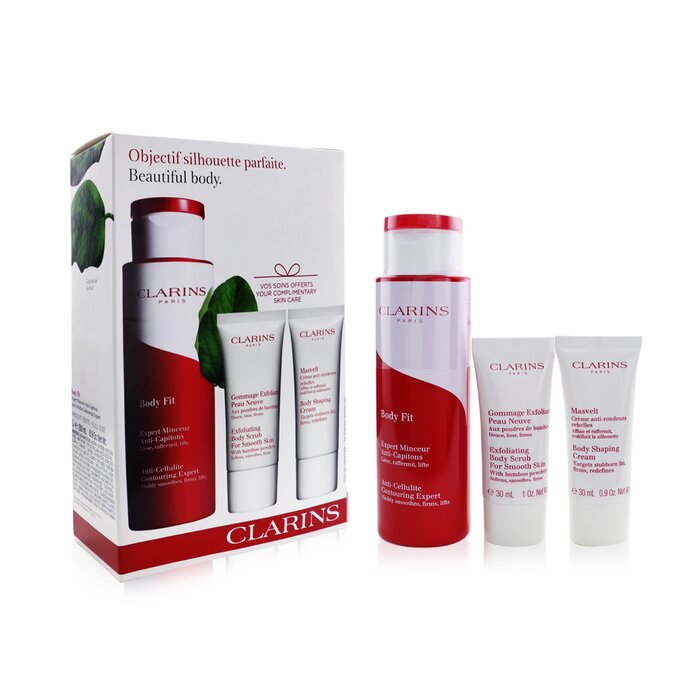 Clarins Beautiful Body Set: Body Fit 200ml+ Body Shaping Cream 30ml+ Exfoliating Body Scrub 30ml 3pcsProduct Thumbnail