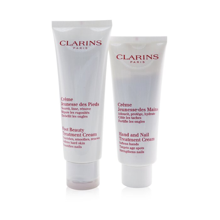 Clarins مجموعة أساسيات اليدين والقدمين: كريم علاج لليدين والأظافر 100مل + كريم علاج تجميلي للأقدام 125مل 2pcsProduct Thumbnail