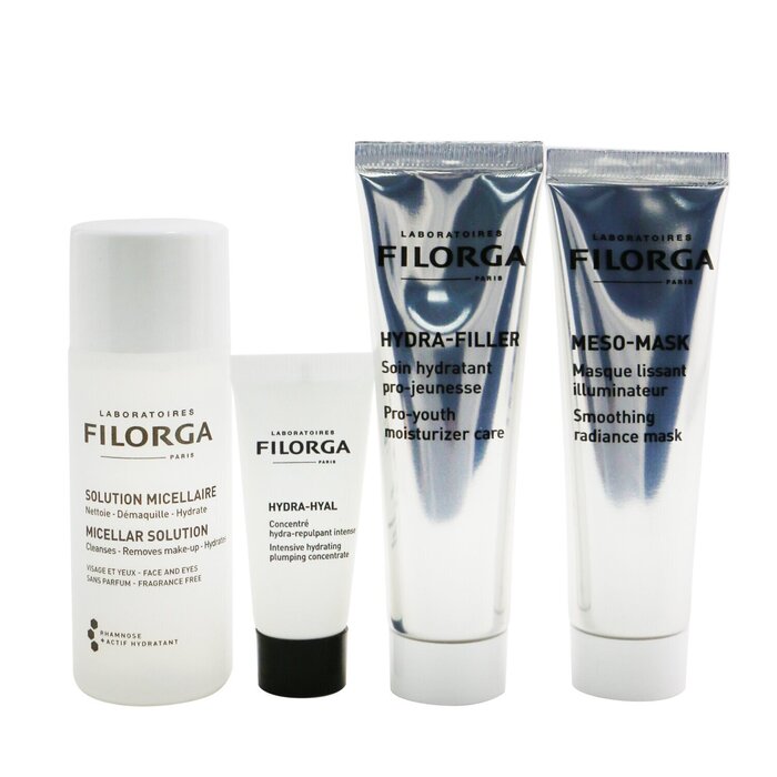 Filorga Intense Hydration Set: Micellar Solution 50ml+Hydra-Hyal 7ml+Hydra-Filler 30ml+Meso Mask 30ml+Bag סט לחות אינטנסיבית 4pcs+1bagProduct Thumbnail