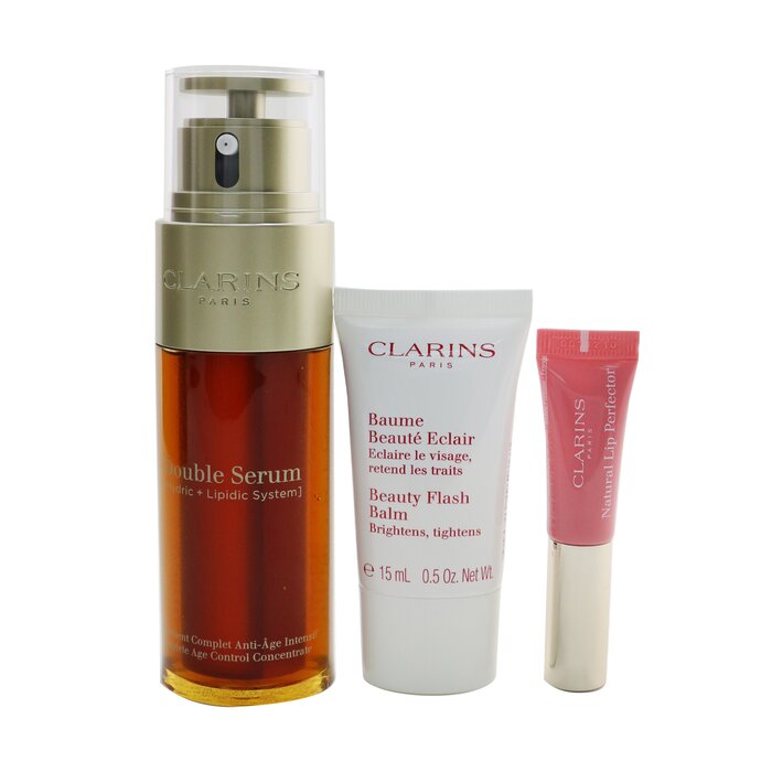Clarins Double Serum Collection: Double Serum 50ml+ Beauty Flash Balm 15ml+ Natural Lip Perfector #01 5ml+ Bag 3pcs+1bagProduct Thumbnail
