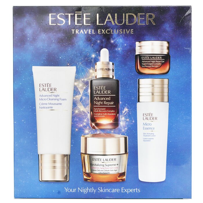 Estee Lauder ผู้เชี่ยวชาญด้านการดูแลผิวยามค่ำคืนของคุณ: ANR 50ml+ Revitalizing Supreme+ Soft Cream 50ml+ Eye Supercharged 15ml+ Micro Cleans... 5pcsProduct Thumbnail