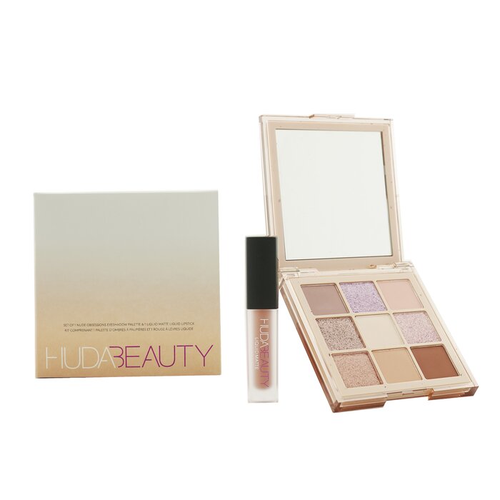 Huda Beauty Mini Nude Holiday Set (1x Nude Obsessions Eyeshadow Palette + 1x Liquid Matte Lipstick) 2pcsProduct Thumbnail