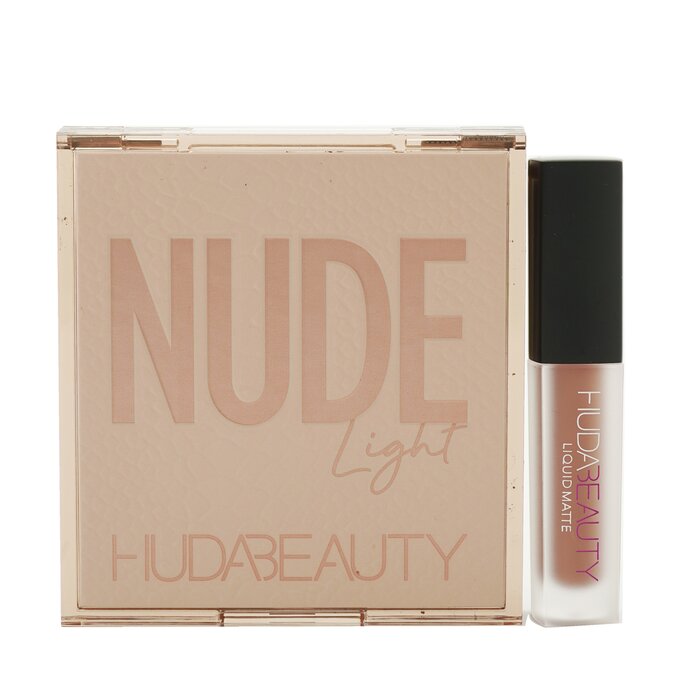 Huda Beauty مجموعة Mini Nude Holiday : (لوحة ظلال عيون Nude Obsessions عدد 1 + أحمر شفاه سائل غير لامع عدد 1) 2pcsProduct Thumbnail