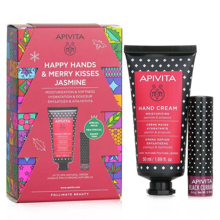 Apivita Happy Hands & Merry Kisses Jasmine Set: Hand Cream Jasmine & Propolis 50ml+ Lip Care Black Currant 4.4g 2pcsProduct Thumbnail