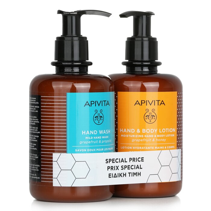 Apivita Bộ sản phẩm làm sạch & dưỡng ẩm cho tay dịu nhẹ: Sữa rửa tay dịu nhẹ 300ml + Sữa dưỡng ẩm cho da tay & cơ thể 300ml 2pcsProduct Thumbnail