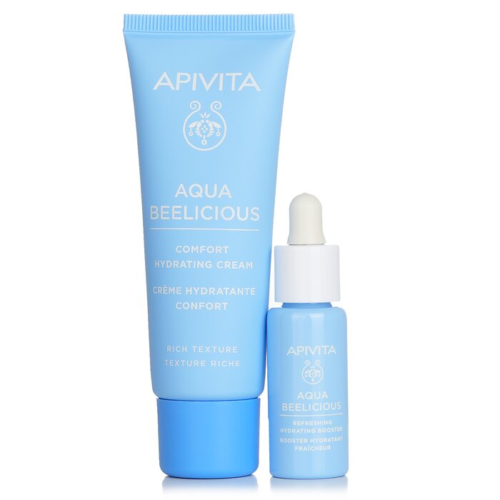 Apivita باقة الترطيب (Aqua Beelicious - قوام غني) مجموعة إهداء:كريم جل مرطب 40مل+معزز مرطب للبشرة 10مل+محفظة 2pcs+1pouchProduct Thumbnail