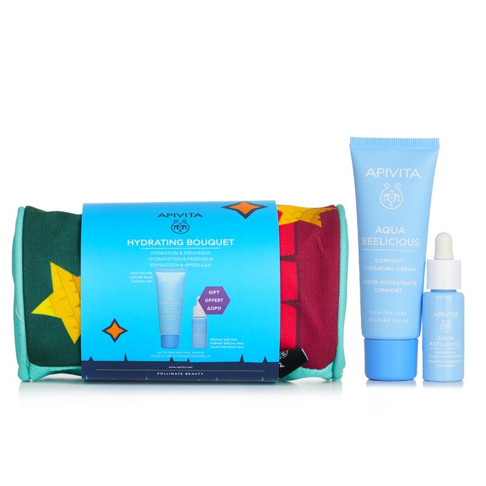Apivita Hydrating Bouquet (Aqua Beelicious- Rich Texture) Gift Set: Comfort Hydrating Cream 40ml+ Hydrating Booster 10ml+ Pouch 2pcs+1pouchProduct Thumbnail