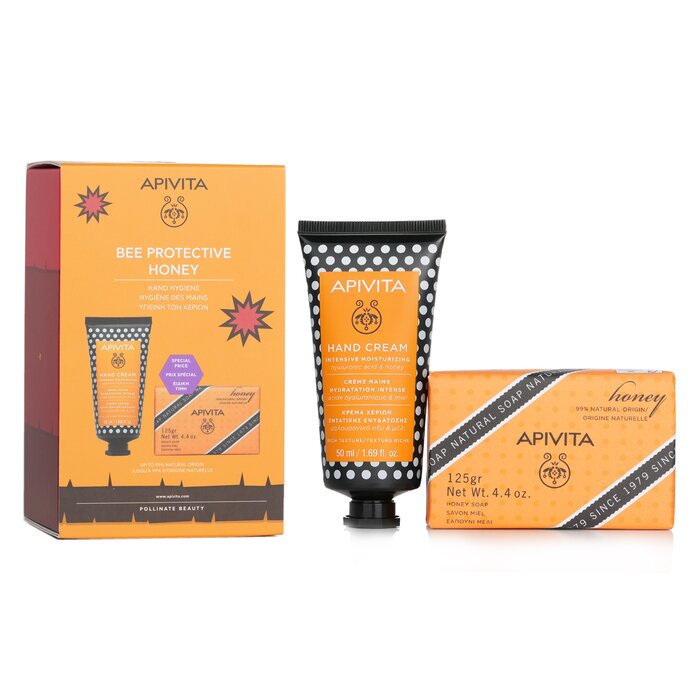 Apivita Комплект пчелен защитен мед: Крем за ръце с хиалуронова киселина и мед 50 ml + натурален сапун с мед 125 g 2pcsProduct Thumbnail