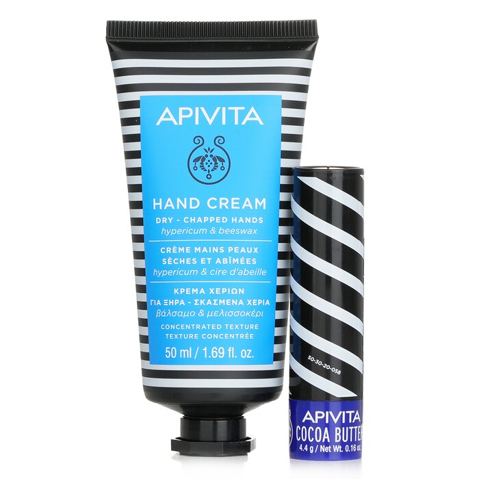 Apivita 艾蜜塔 保護金絲桃套裝：護手霜金絲桃和蜂蠟 50ml+ 唇部護理可可脂 SPF20 4.4g 2pcsProduct Thumbnail