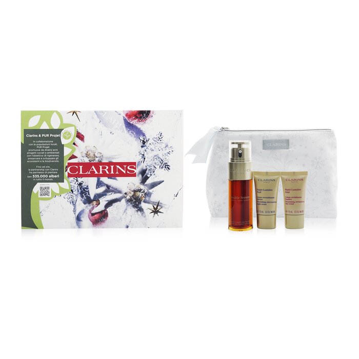 Clarins Double Serum & Nutri-Lumiere Collection: Double Serum 50ml+ Day Cream 15ml+ Night Cream 15ml+ Bag 3pcs+1bagProduct Thumbnail