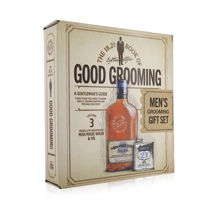 18.21 Man Made Book of Good Grooming Gift Set Volume 3: Absolute Mahogany (Wash 532ml  + Oil 60ml )  2pcsProduct Thumbnail