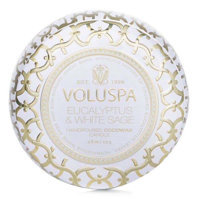 Voluspa Մինի թիթեղյա մոմ - էվկալիպտ և սպիտակ եղեսպակ 113g/4ozProduct Thumbnail