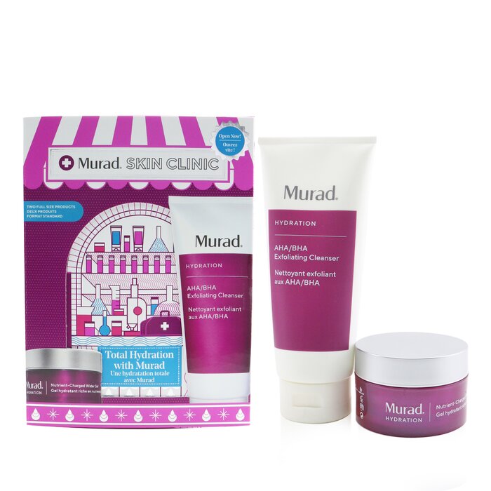 Murad مجموعة Murad Skin Clinic - Total Hydration With Murad: غسول مقشر AHA/BHA - (200مل/6.75أوقية) + جل مائي مشحون بالمغذيات - 50مل/1.7أوقية 2pcsProduct Thumbnail