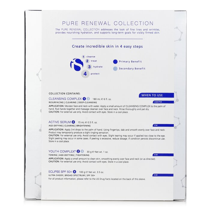 IS Clinical Pure Renewal Collection: Cleansing Compelx 180ml + Active Serum 15ml + Youth Complex 30g + Eclipse SPF 50 Sunscreen Cream 100g 4pcsProduct Thumbnail