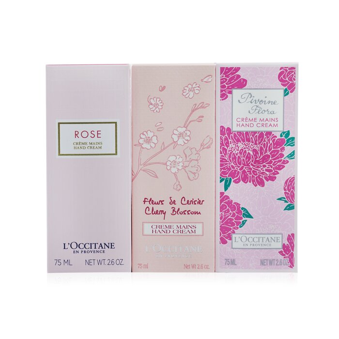 L'Occitane مجموعة كريم اليدين بالزهور الوردية: Pivoine Flora + Rose + Cherry Blossom 3x75ml/2.6ozProduct Thumbnail