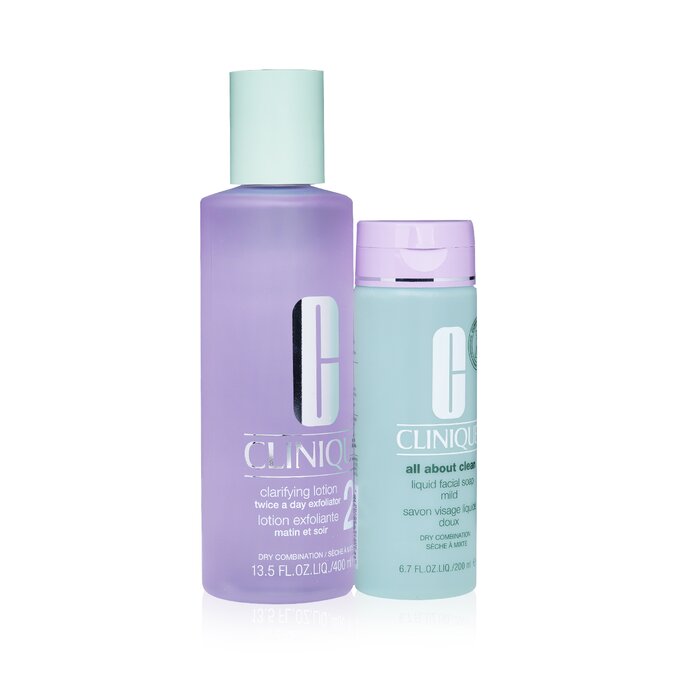 Clinique Clarifying Lotion 2 Set: Clarifyin/g Lotion 2 400ml+ All About Clean Liquid Facial Soap Mild 200ml (Box Slightly Damaged) 2pcsProduct Thumbnail