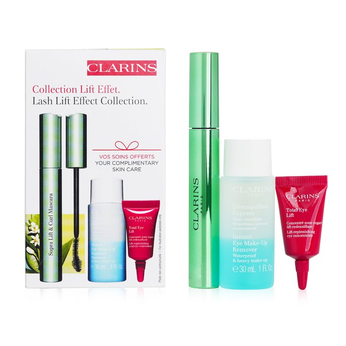 Clarins Lash Lift Effect Collection: Supra Lift & Curl Mascara 8ml+Eye Makeup Remover 30ml+Total Eye Lift 3ml 3pcsProduct Thumbnail