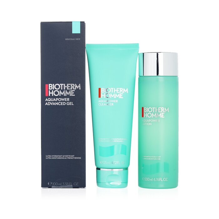 Biotherm Homme Aquapower Power Of 3 Set : Cleanser + Toning Lotion 200ml + Advanced Gel 100ml 3pcs+1bagProduct Thumbnail