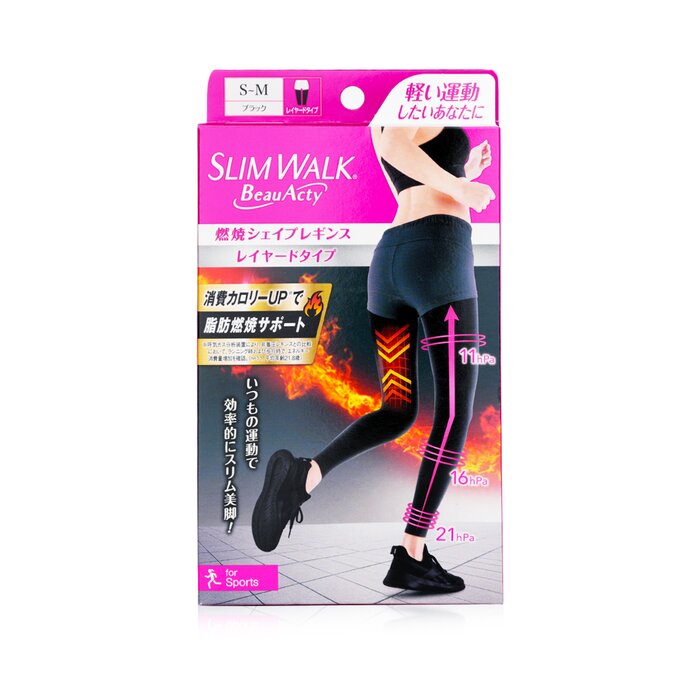 SlimWalk Compression Leggings with Taping Function for Sports - # Black (Size: S-M) 1pairProduct Thumbnail