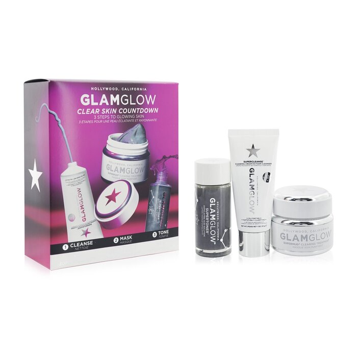 Glamglow مجموعة Clear Skin Countdown : SuperCleanse (30غ) + Supermud (50مل) + Supertoner (30مل) 3pcsProduct Thumbnail