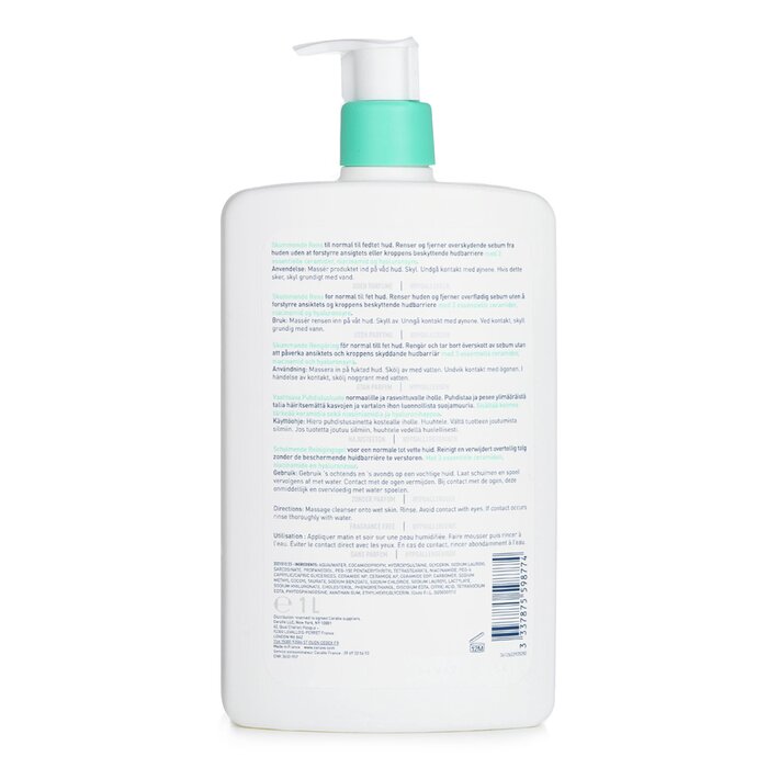 CeraVe Espuma de limpeza para pele normal a oleosa (com bomba) 1000ml/33.8ozProduct Thumbnail