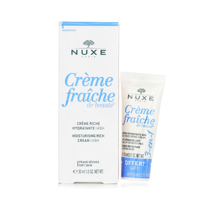 Nuxe Creme Fraiche De Beaute مجموعة هدايا كريم غني بالترطيب لمدة 48 ساعة (للبشرة الجافة إلى شديدة الحساسية ، حتى الحساسة) 30ml+15mlProduct Thumbnail