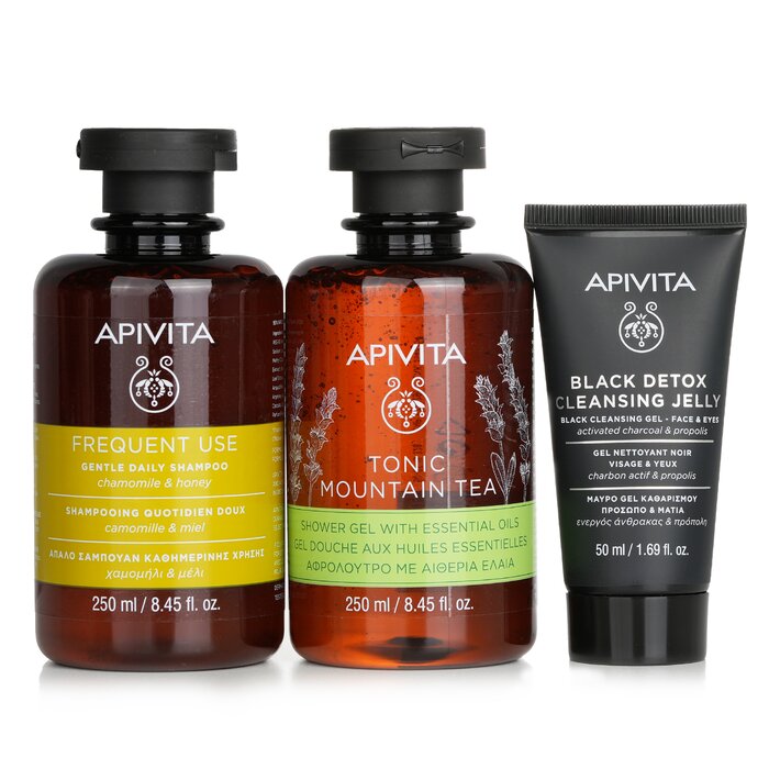 Apivita Nature's Greetings Set: Tonic Mountain Tea Shower Gel 250ml+ Gentle Daily Shampoo 250ml+ Black Cleansing Gel 50ml (Exp. Date: 05/2023) 3pcsProduct Thumbnail