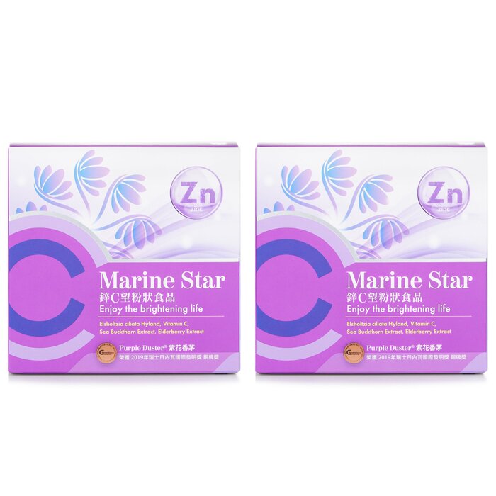 EcKare Marine Star Vitamin C+Zinc Powder - Elsholtzia Ciliata Hyland, Vitamin C, Sea Buckthorn Extract, Elderberry Extract Duo Pack  2x30x3gProduct Thumbnail