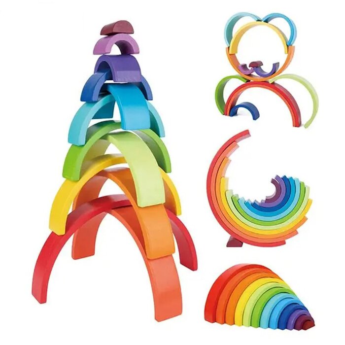 Tooky Toy Co Rainbow Stacker 12pcs  38x19x6cmProduct Thumbnail