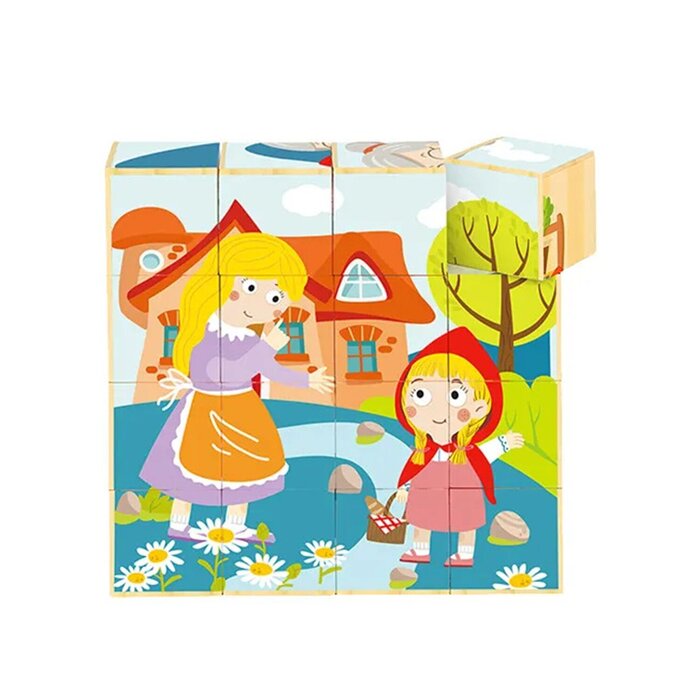 Tooky Toy Co - Block Puzzle - Little Red Riding Hood 14x14x4cm - Wooden ...