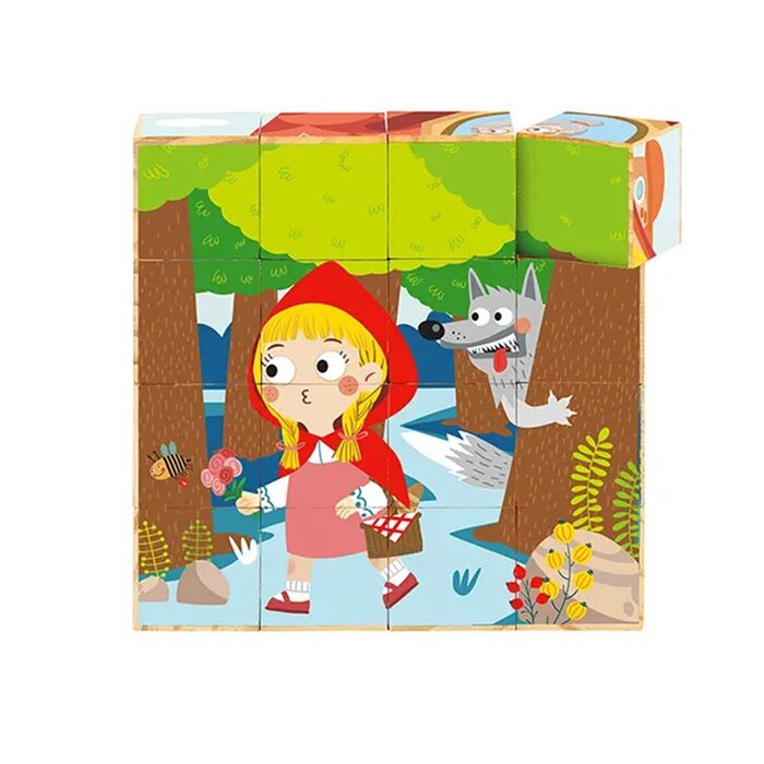 Tooky Toy Co - Block Puzzle - Little Red Riding Hood 14x14x4cm - Wooden ...