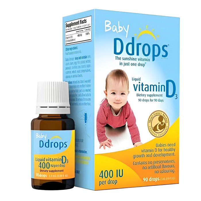 베이비 디드롭스 Baby DDrops 아기 디드롭스 액체 비타민 D3 400 국제 단위 - 90방울 (2.5ml) 2.5mlProduct Thumbnail